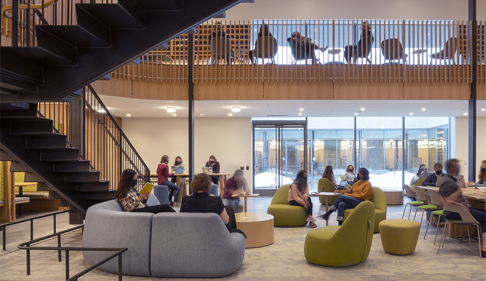 Groups of students sitting in Neilson common area