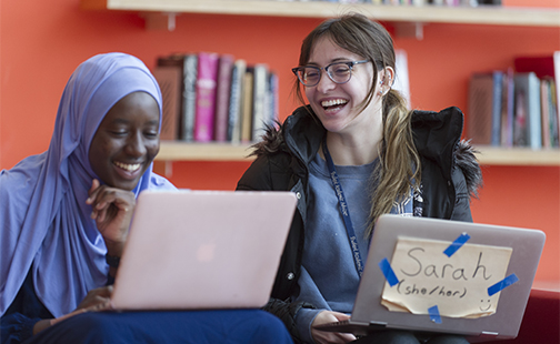 Two students on computers