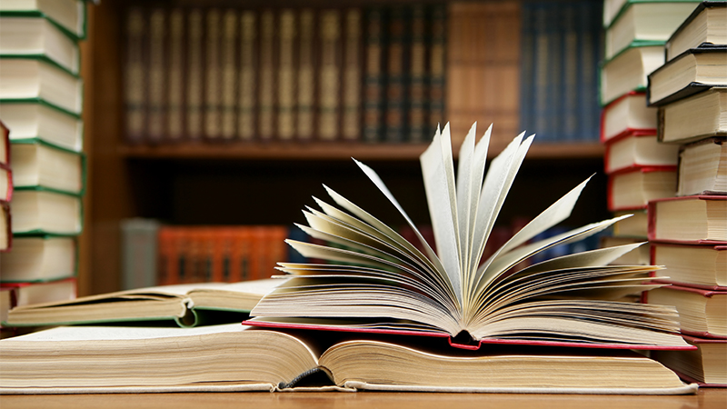 Photo of a stack of books