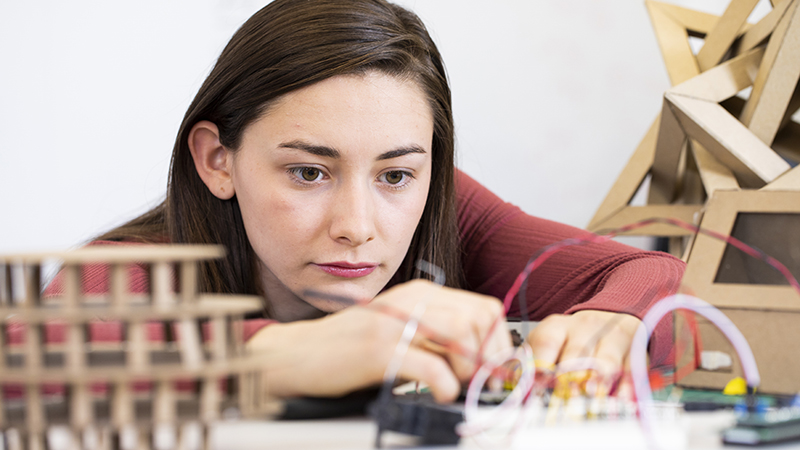 Engineering student in class