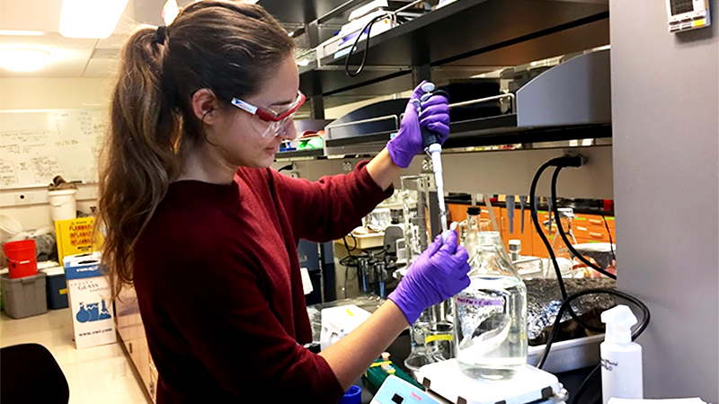 Engineering student working in the lab