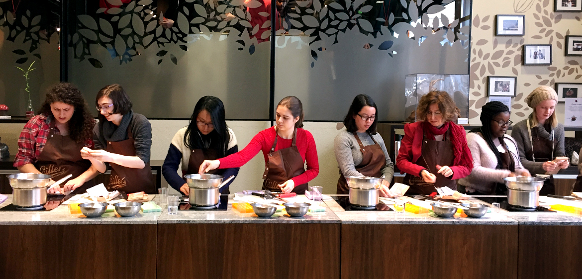 Students making candy in Geneva