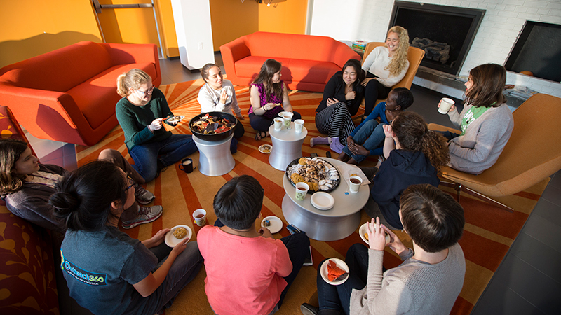 A group of students at tea