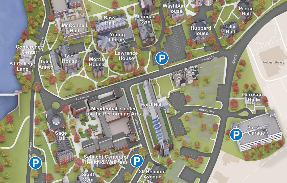 Map showing parking near Mendenhall Center