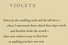 Mary Oliver broadside, "Violets"