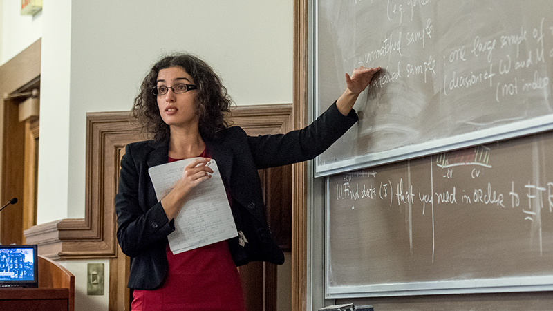 Mariyana Zapryanova teaching in classroom, Smith College