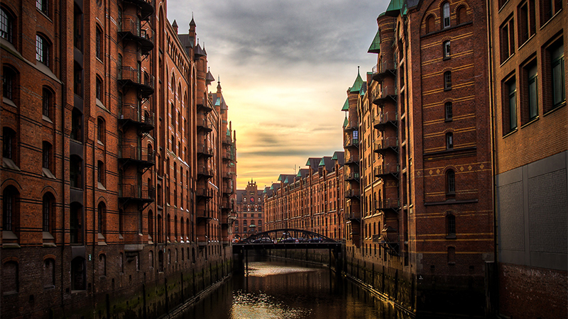 Photo of river and buildings in Hamburg, Germany