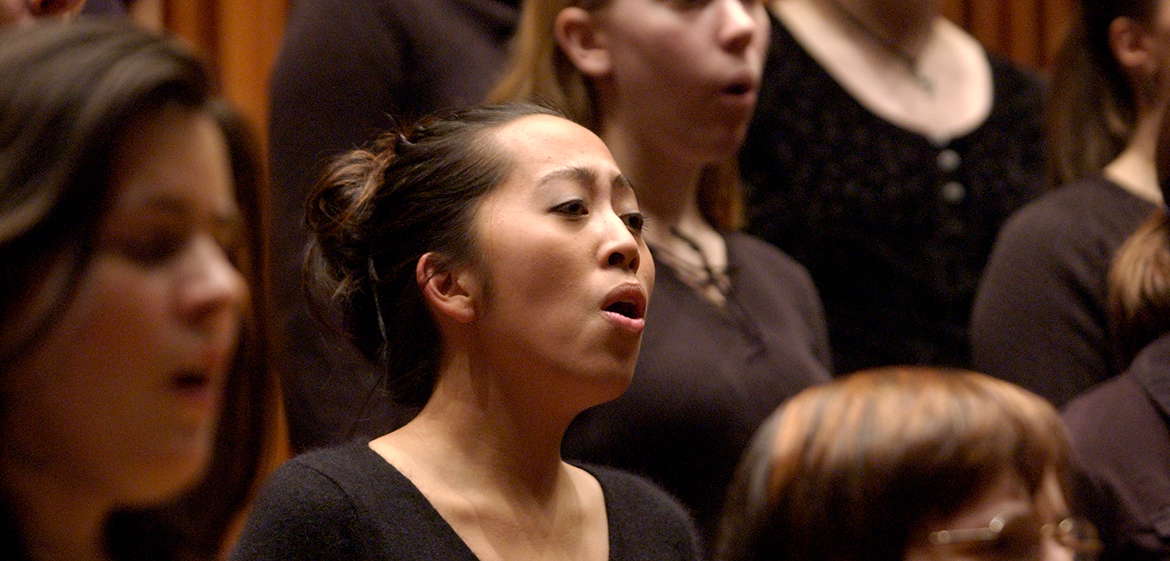 Students singing in the chorus