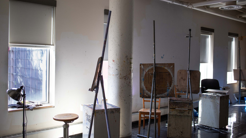 easels in a Hillyer Hall painting studio