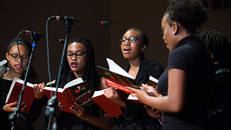 Blackapella choral group performing at Otelia Cromwell Day 2016