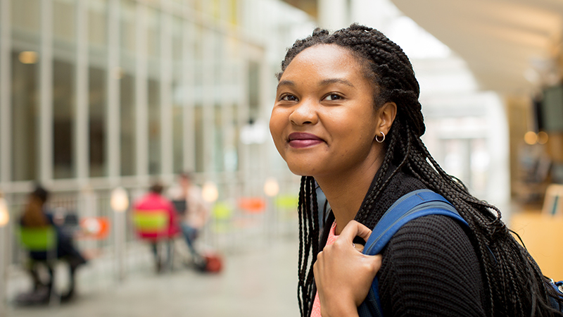 Hannah Simmons in the campus center