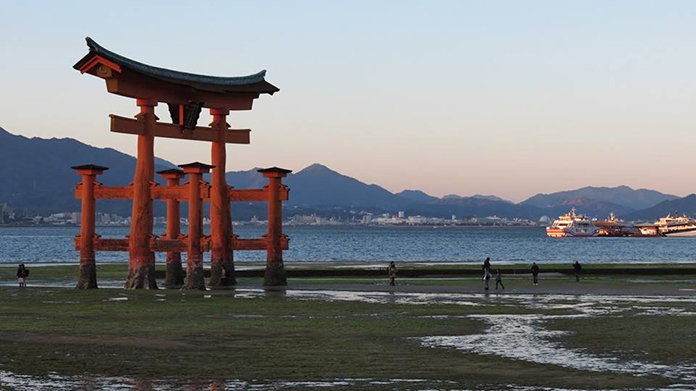 Scenic shot of Japanese torii gate