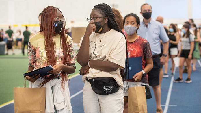 Students at Central Check-in for 2021 at the ITT 