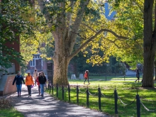 students walking outdoors in fall