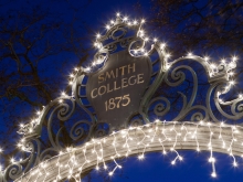 Grecourt Gate signs with white twinkle lights