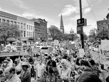 Hundreds participate in the May 14 Bans Off Our Bodies rally in Northampton.