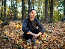 Tess Abbot in a fall landscape