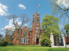 College hall in spring