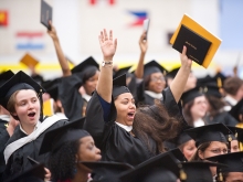 A crowd of students at Commencement