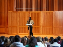 Hanif Abdurraqib spoke to local high school sudents at Smith.