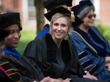 Jane Lynch in the crowd at Commencement