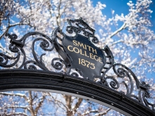 Detail of the top of the Grecourt Gates in the winter