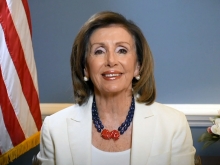 Nancy Pelosi delivering a commencement address to Smith College 2020 graduates