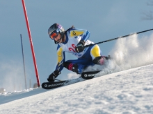 Student skiing in a competition