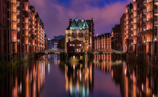 Hamburg Germany Speicherstadt moated castle