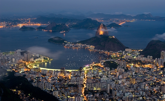 Aerial view of Rio de Janeiro at dusk