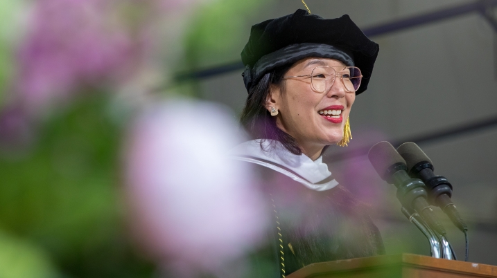 Ai-jen Poo speaking at Commencement