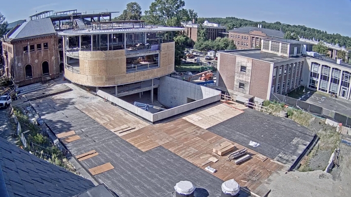 Construction of the north wing of Neilson Library