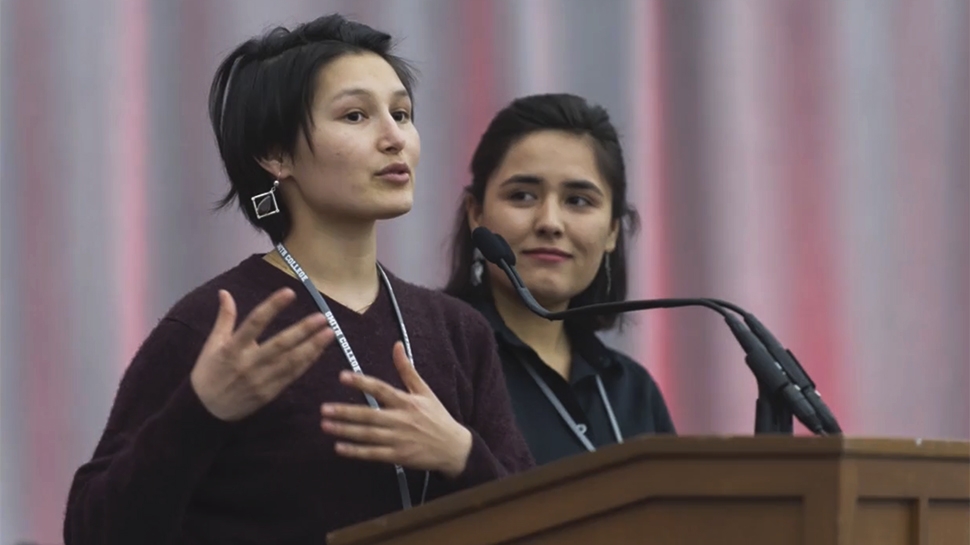Two women presenting at the 2019 Draper Competition