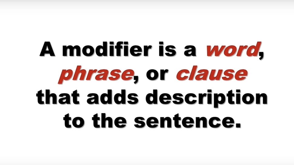 Grammar video about modifiers