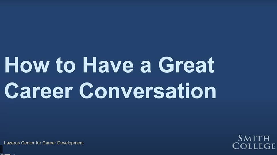 Screen still from Lazarus Center video on how to have a great career conversation
