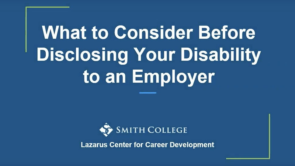 Video still of Disclosing Your Disability to an Employer