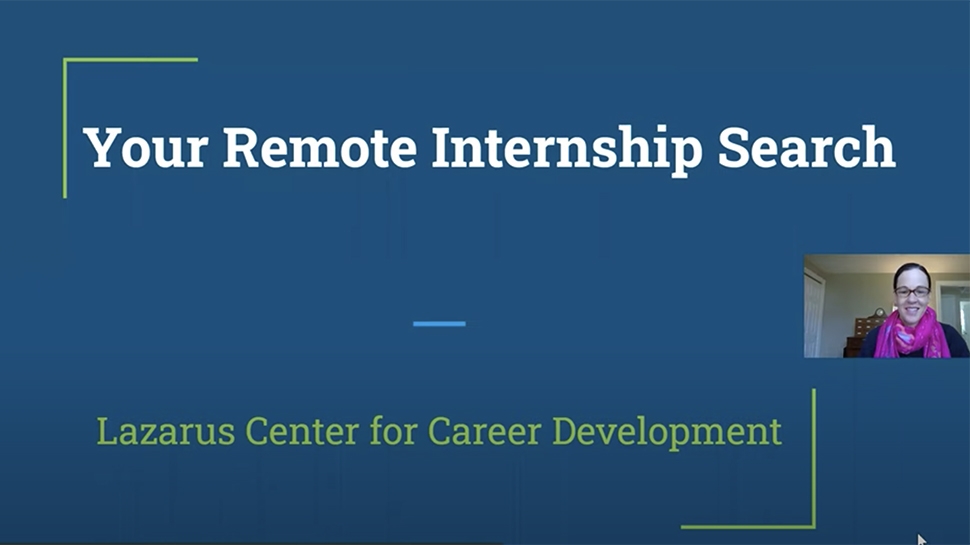 Video still of a Lazarus Center workshop on remote internships