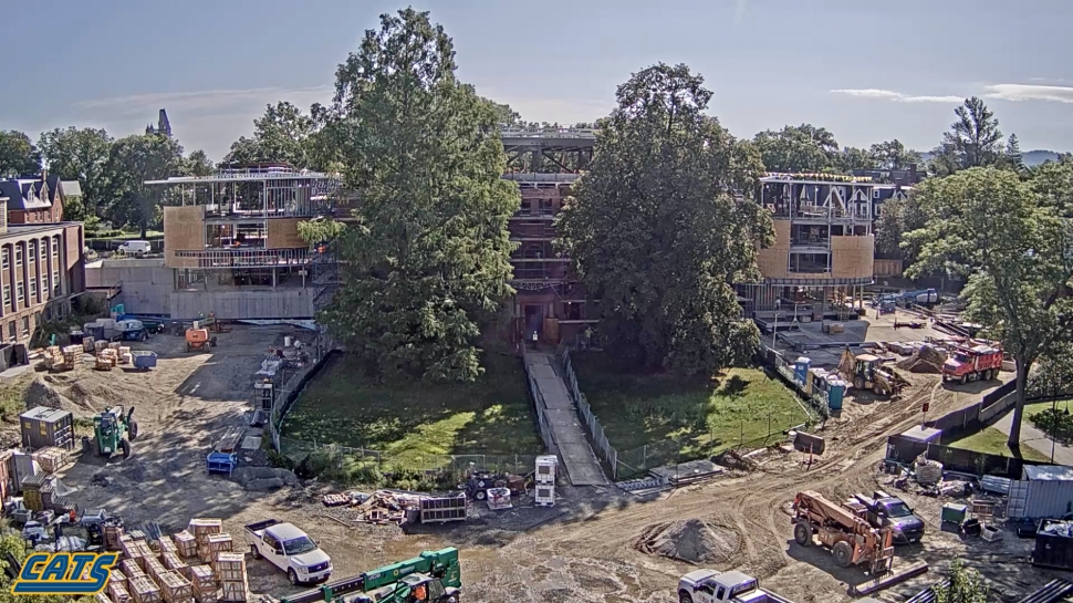 Construction of Neilson Library as seen from Burton Lawn